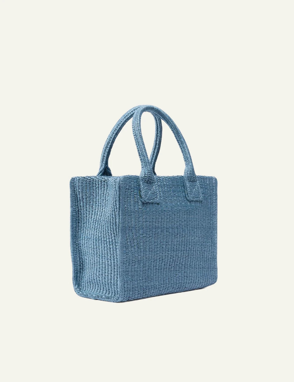 Pinko mini raffia bag blue Love Birds logo back view
