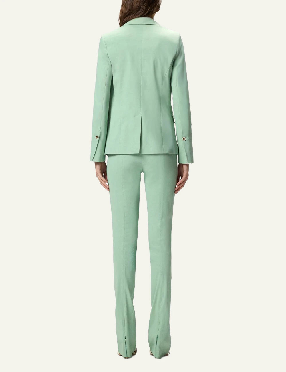 Pinko mint green blazer linen viscose single button back view