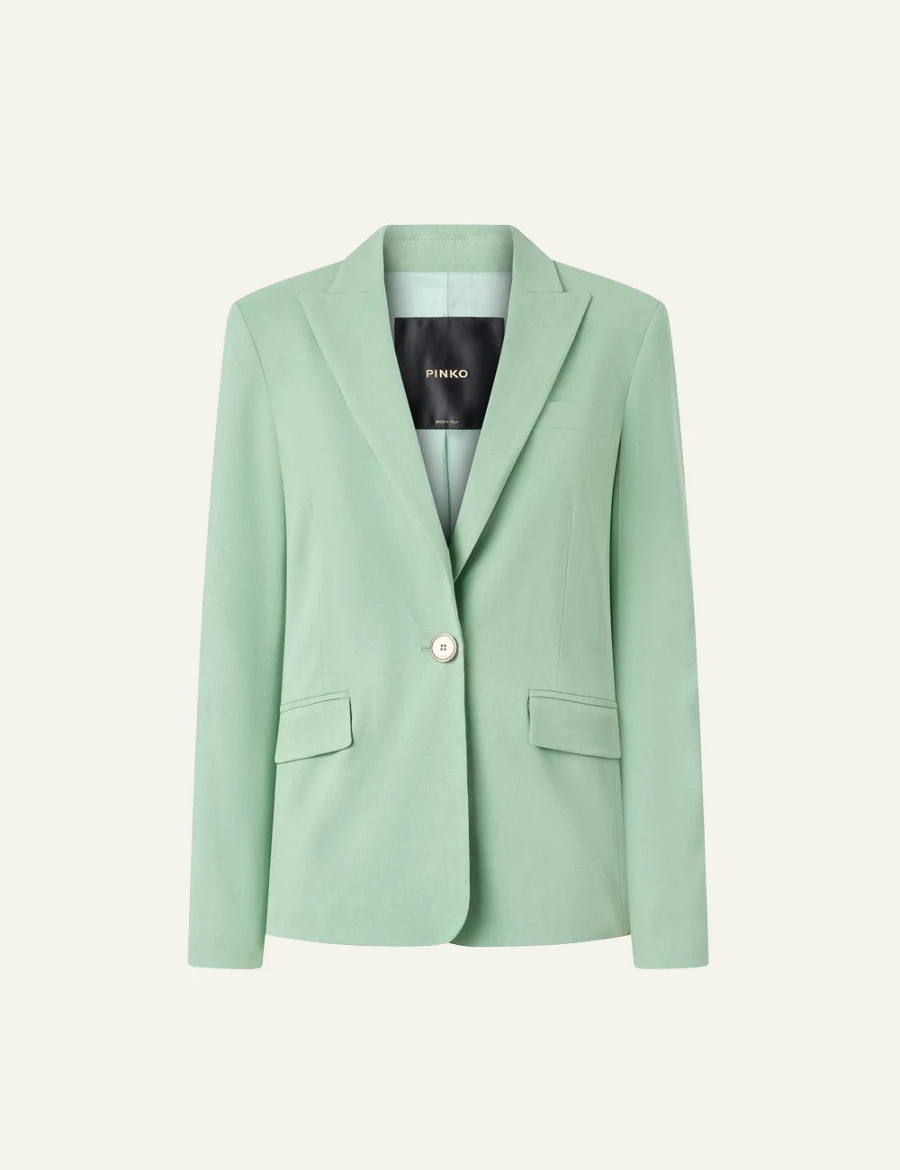 Pinko mint green blazer linen viscose single button front flat view