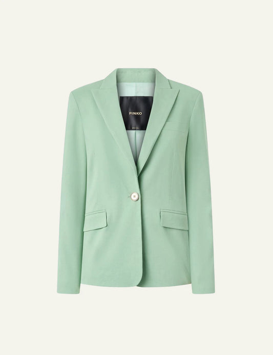 Pinko mint green blazer linen viscose single button front flat view