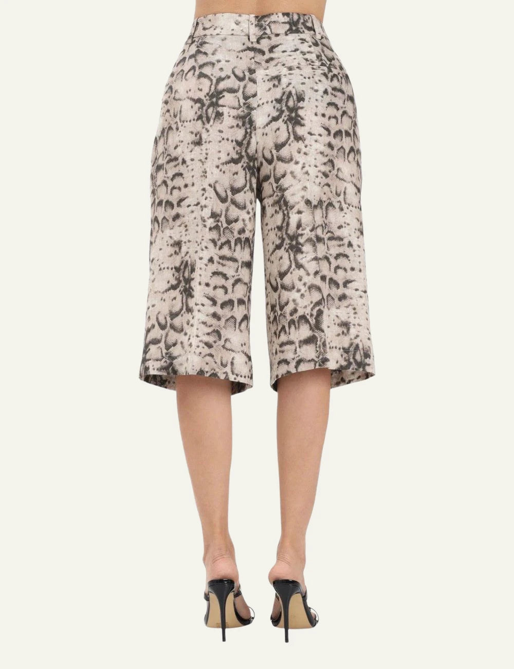 Pinko python print linen bermuda high waist wide leg back view