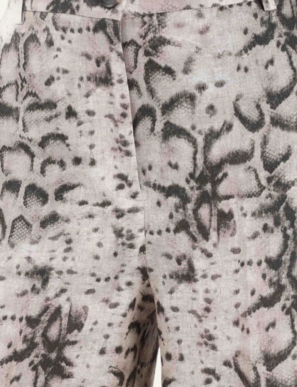 Pinko python print linen bermuda high waist wide leg front detail view