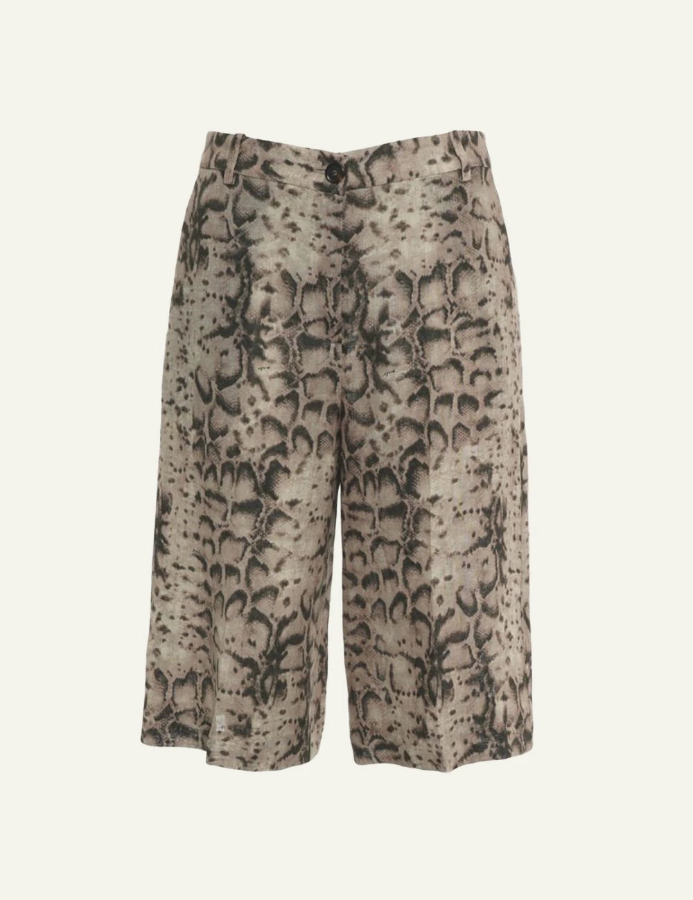 Pinko python print linen bermuda high waist wide leg front flat view