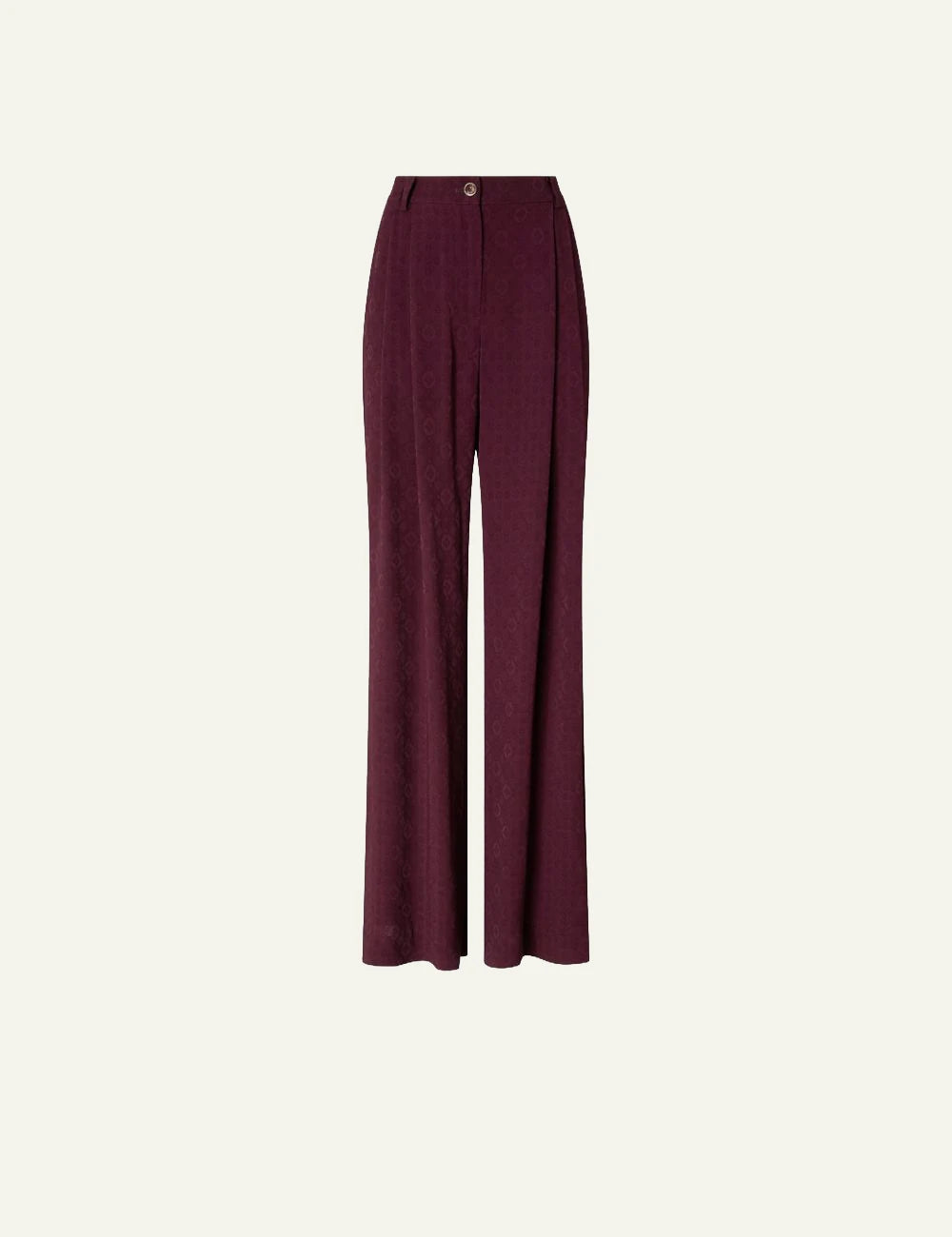 Pinko Ruth wide leg jacquard trousers burgundy front view