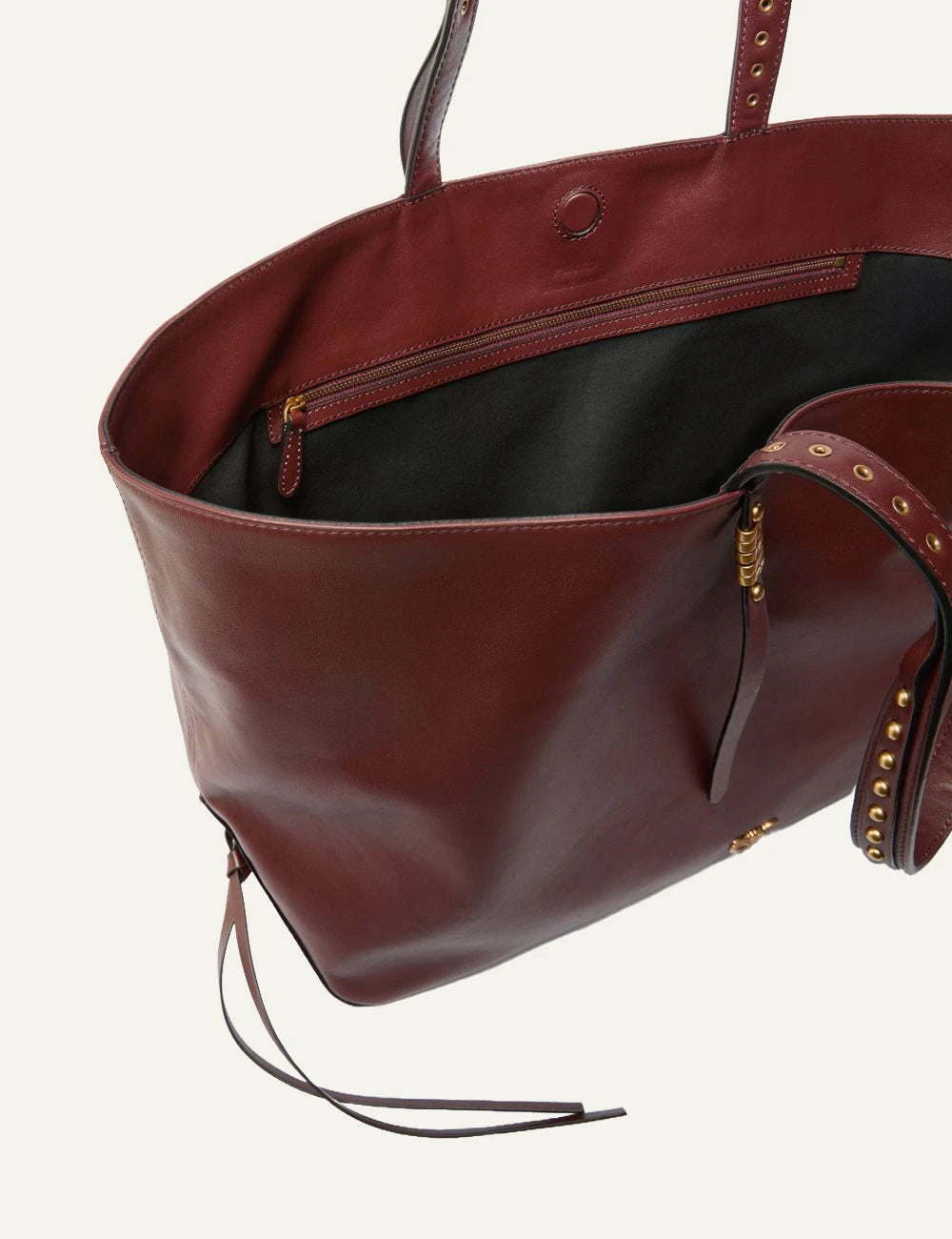 Pinko shopper bag brown leather medium elongated shoulder bag top view