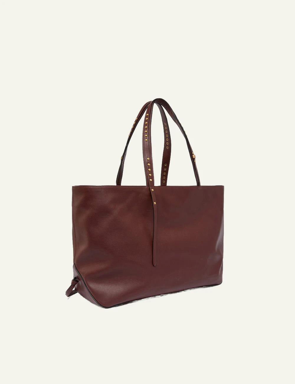 Pinko shopper bag brown leather medium elongated shoulder bag back view