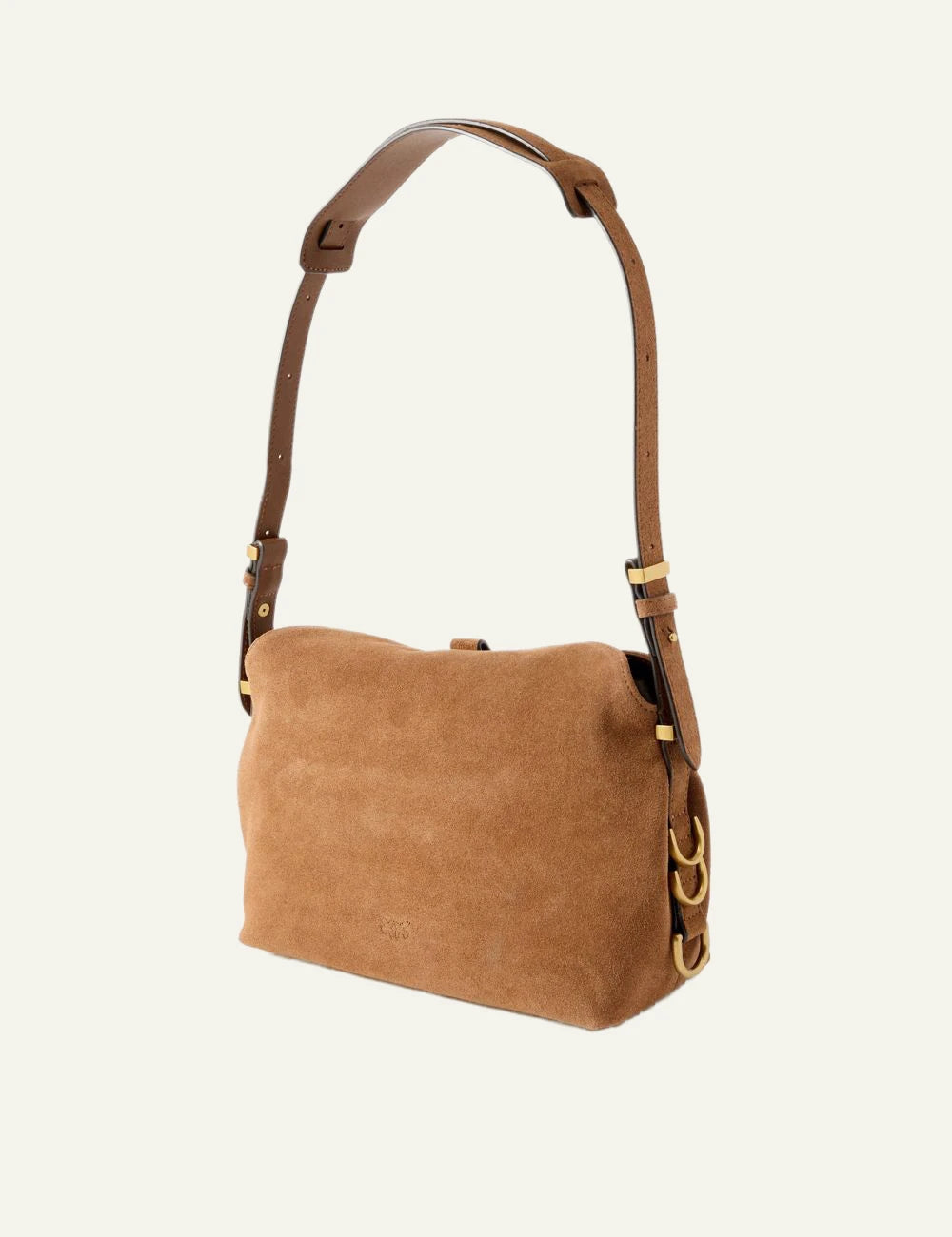 Pinko shoulder bag brown suede adjustable strap back view