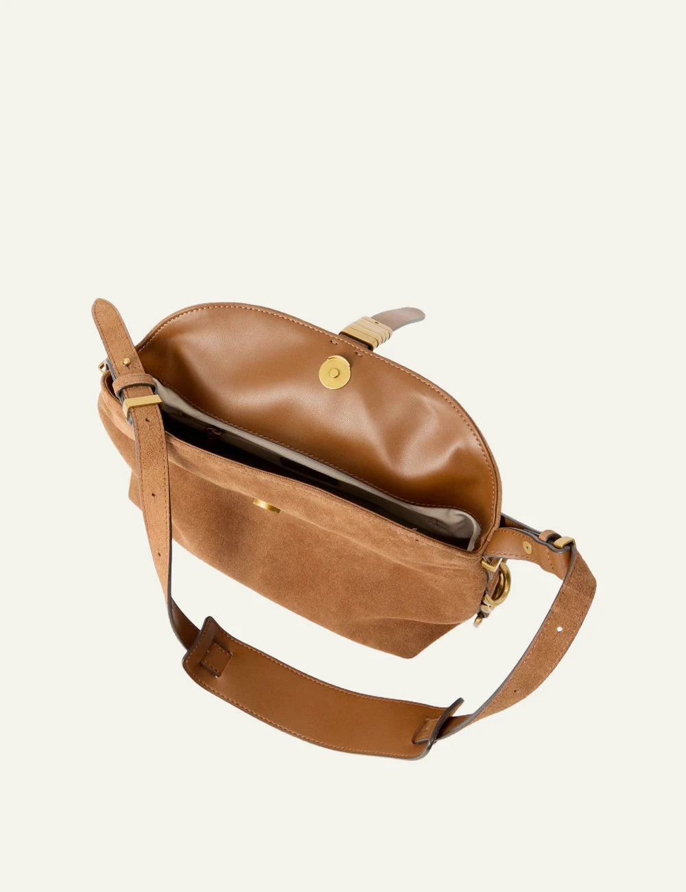 Pinko shoulder bag brown suede adjustable strap top view