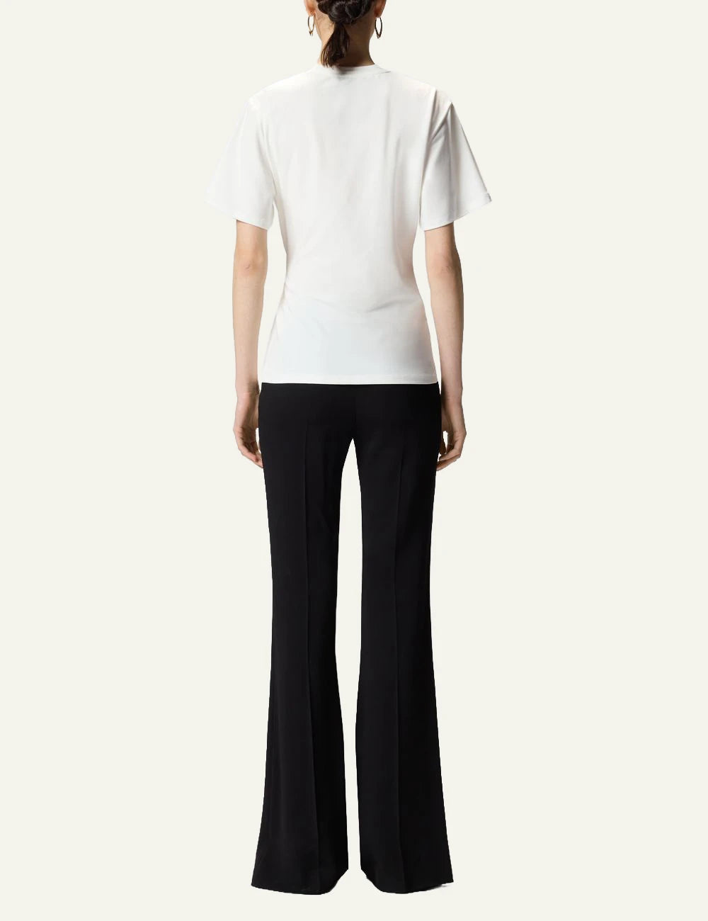 Pinko T-shirt white supima cotton draped gold detail back view