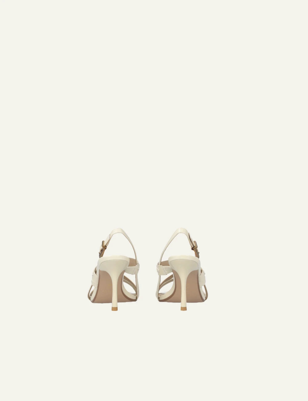 Pinko Vanda 01 cream high heel slingback sandals with studs back view