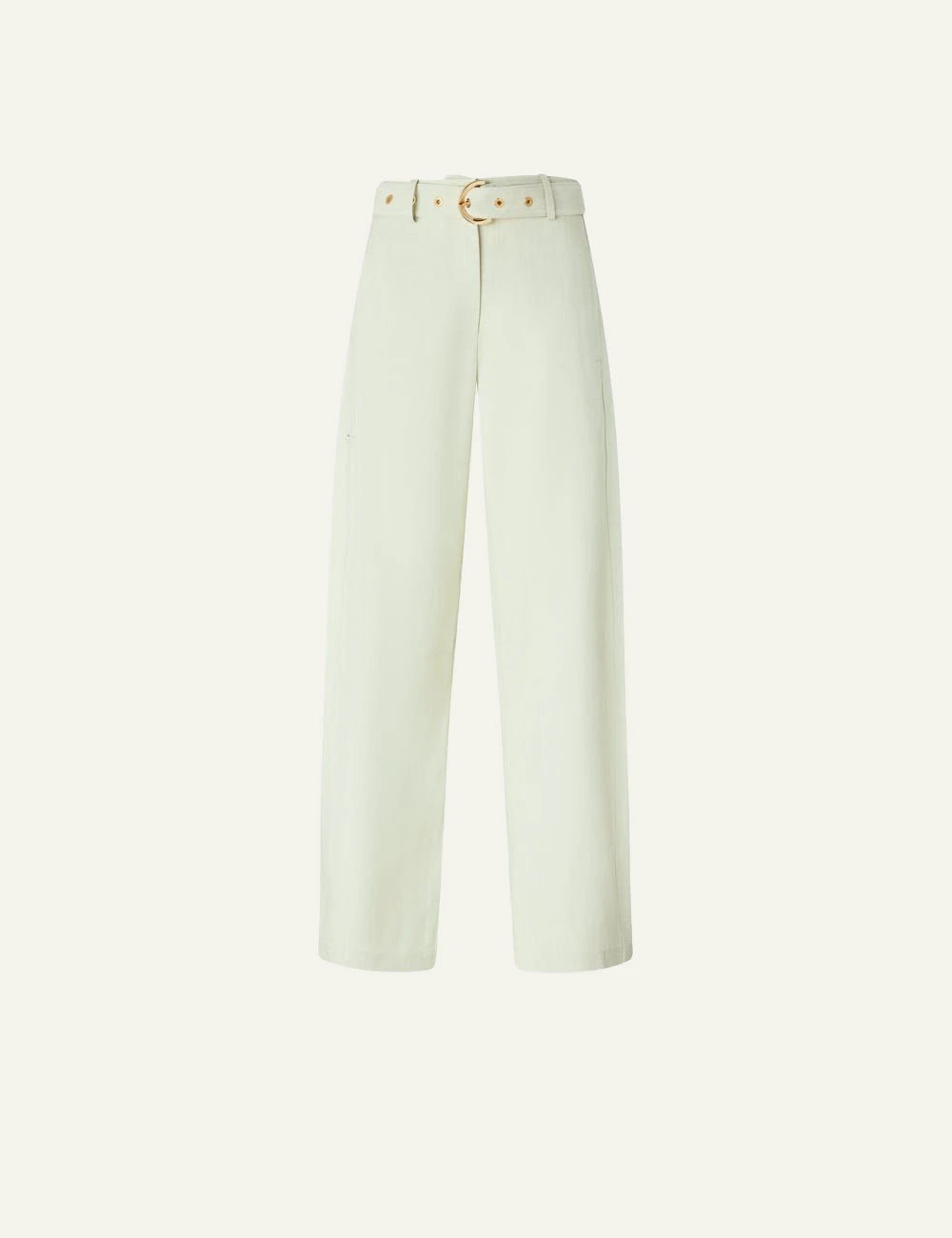 Pinko light pistachio wide leg pants with belt front flat view