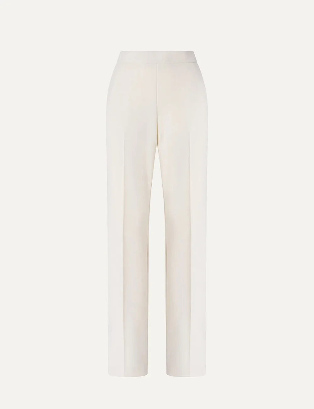 Women's Pinko Peonia straight-leg trousers in gelato white with pressed creases product shot