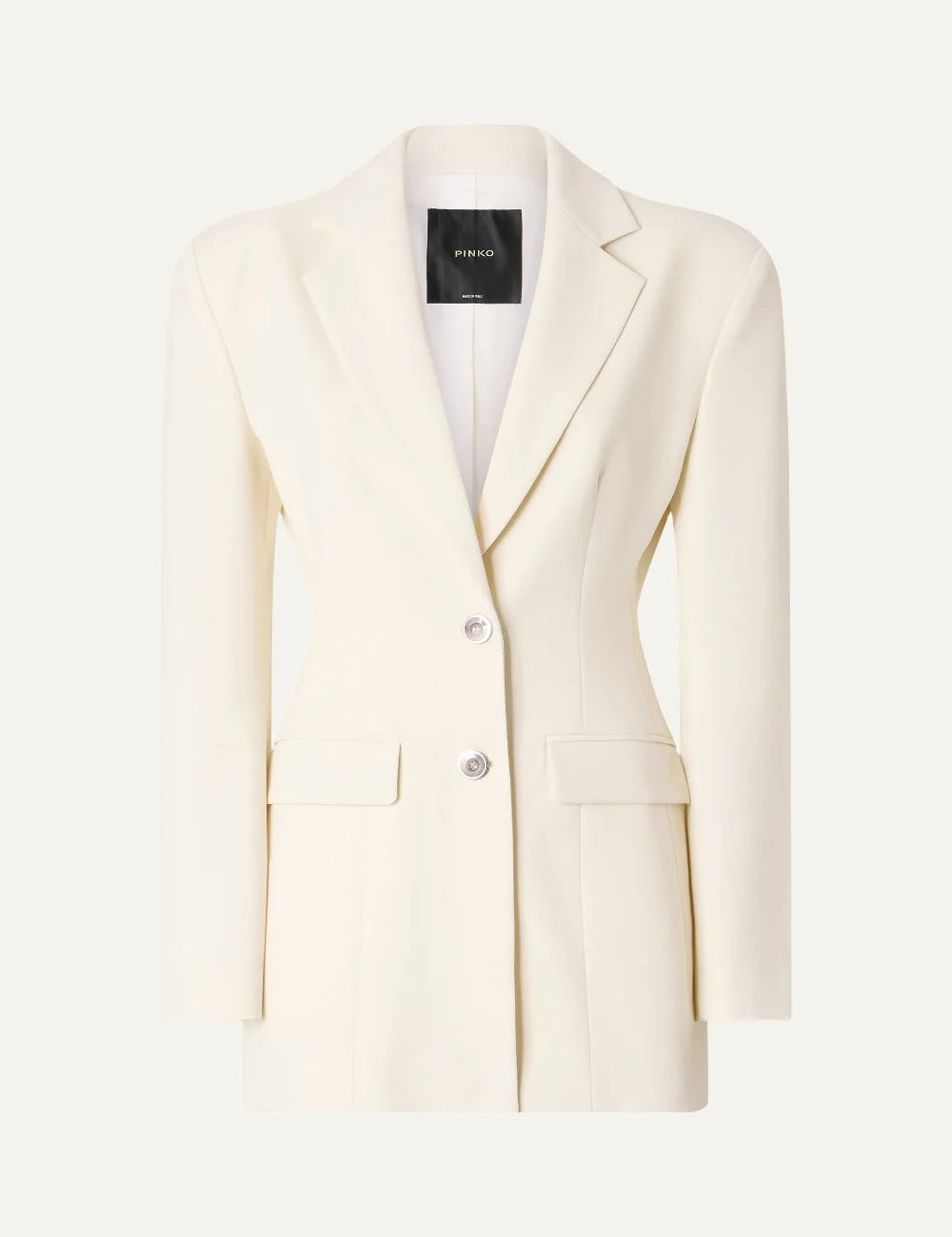 Women's Pinko ivory tailored slim-fit blazer with structured shoulders, notched lapels and two-button closure product shot