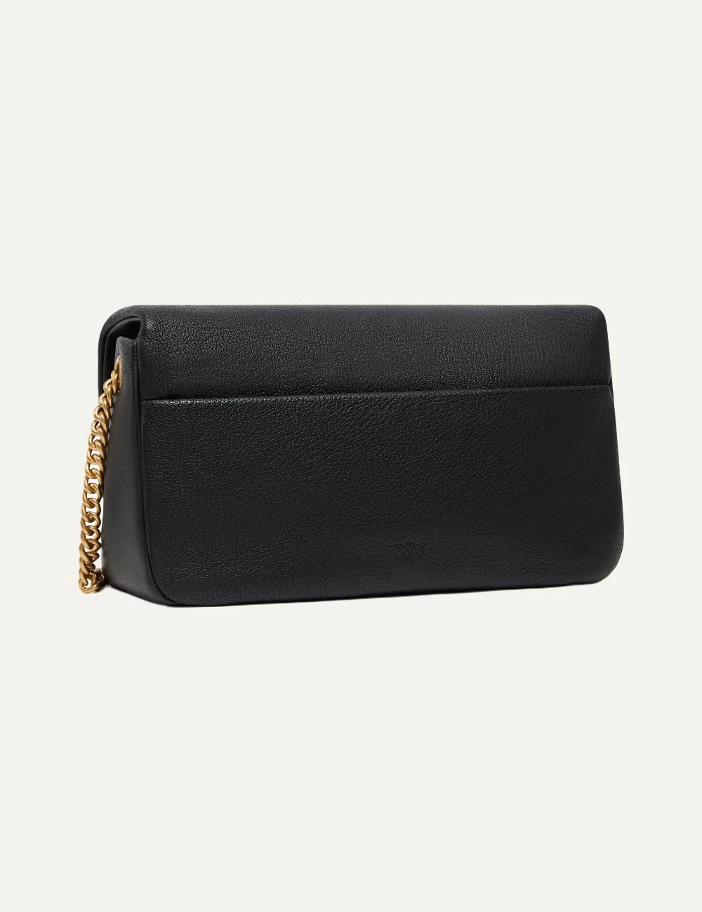 Pinko Love Bag Click Soft Horizontal medium black leather bag with gold Love Birds buckle and chain shoulder strap back