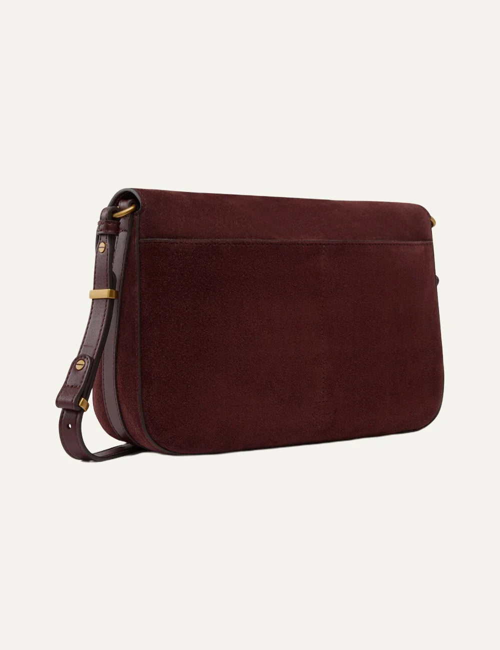 Pinko Love Bag Satchel medium burgundy suede crossbody bag with gold Love Birds buckle and adjustable strap back