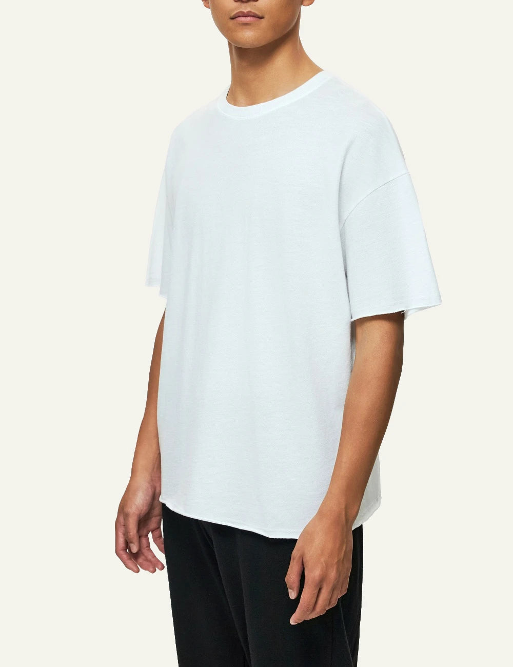 khaki piquet polo t shirt short sleeves classic collar side model view