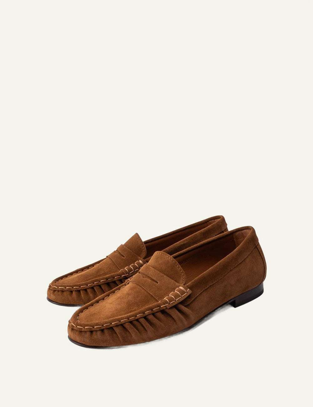 Poeve Wanda loafers cuoio suede profile view classic shape