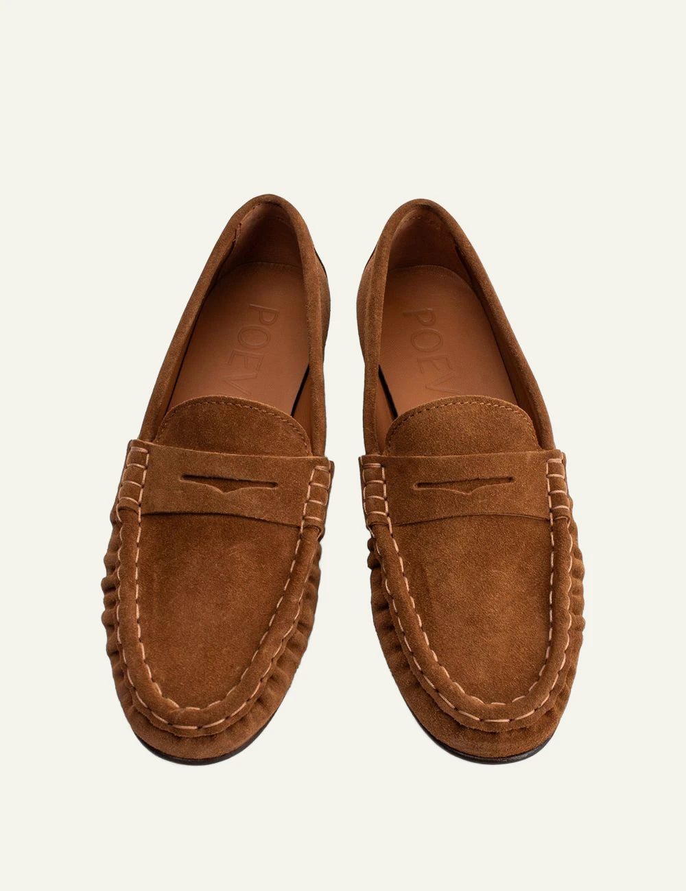 Poeve Wanda loafers cuoio suede top view classic shape