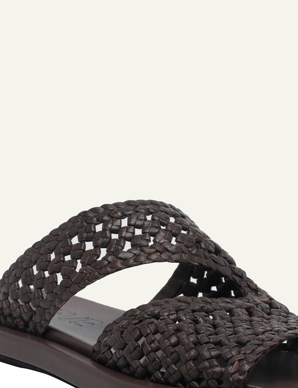 Poeve woven sandals espresso brown slip-on detail view
