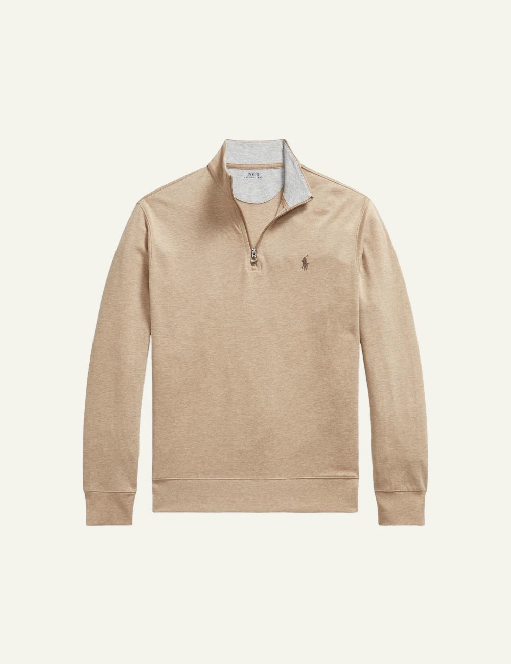 Polo Ralph Lauren beige quarter zip knit sweater me embroidered pony logo