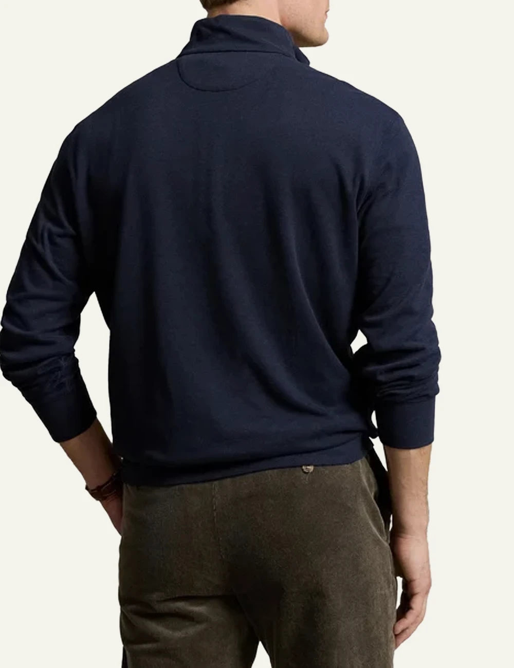 Polo Ralph Lauren navy quarter zip sweatshirt me embroidered pony logo back