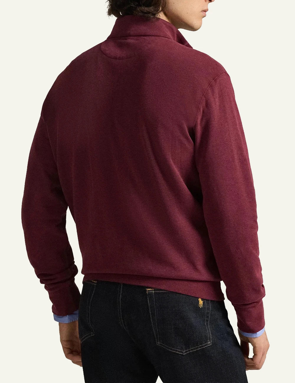 Men's Polo Ralph Lauren burgundy quarter-zip sweatshirt with embroidered Pony logo back