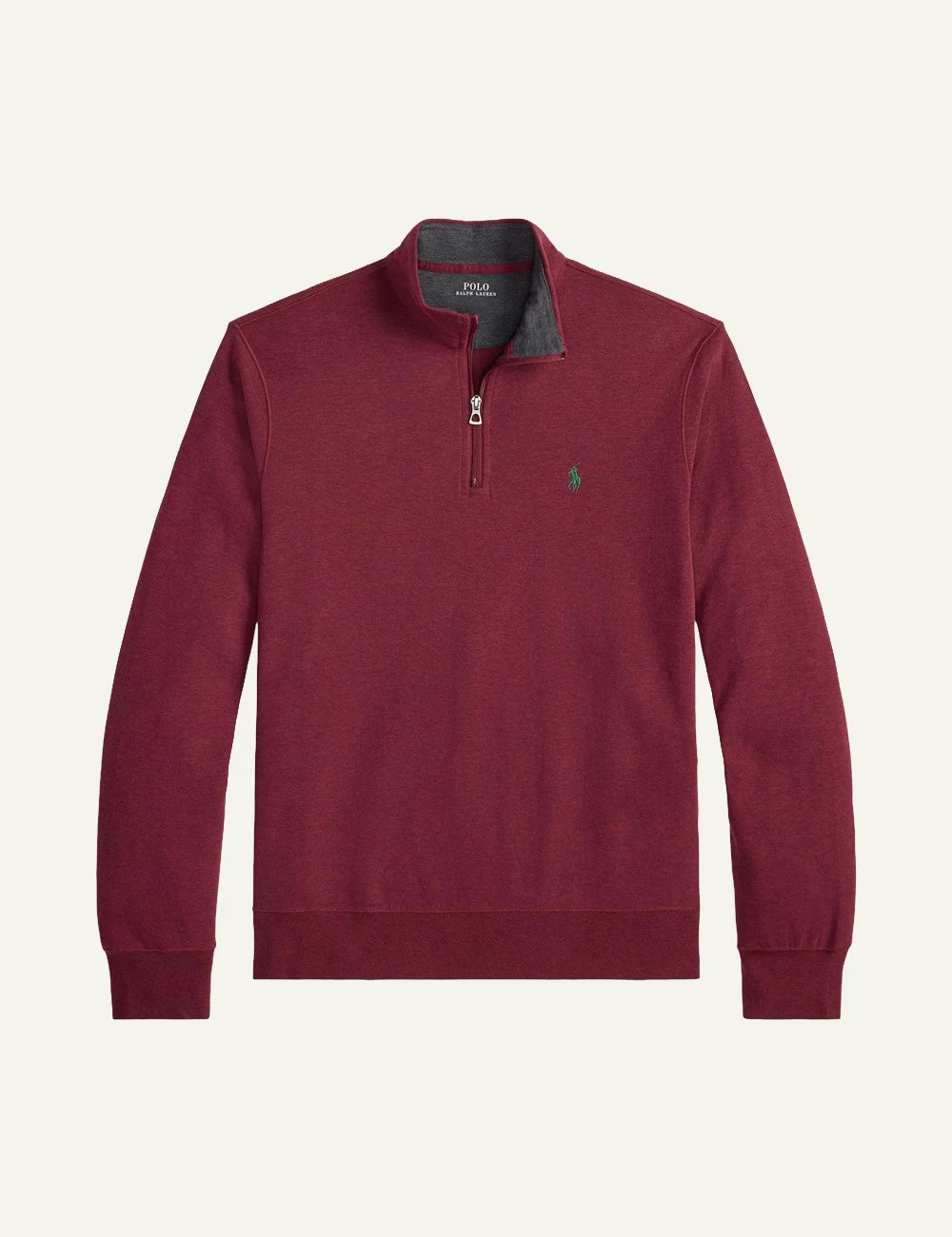 Men's Polo Ralph Lauren burgundy quarter-zip sweatshirt with embroidered Pony logo