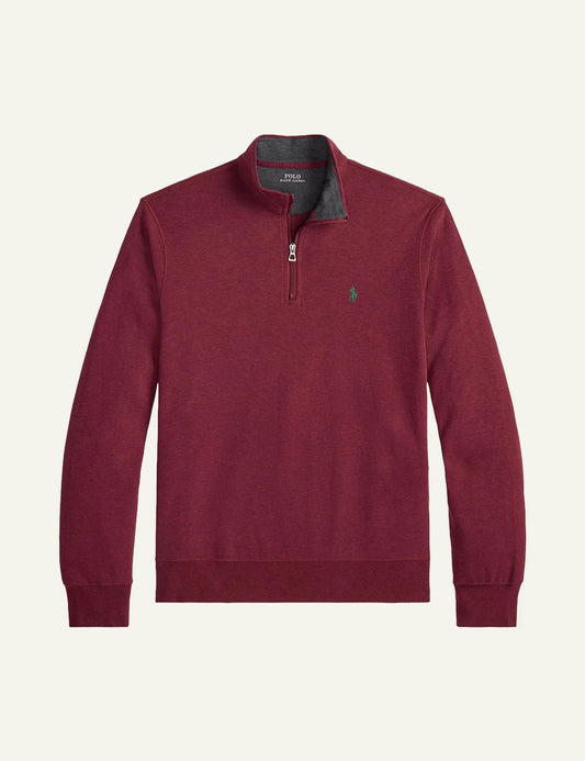 Men's Polo Ralph Lauren burgundy quarter-zip sweatshirt with embroidered Pony logo
