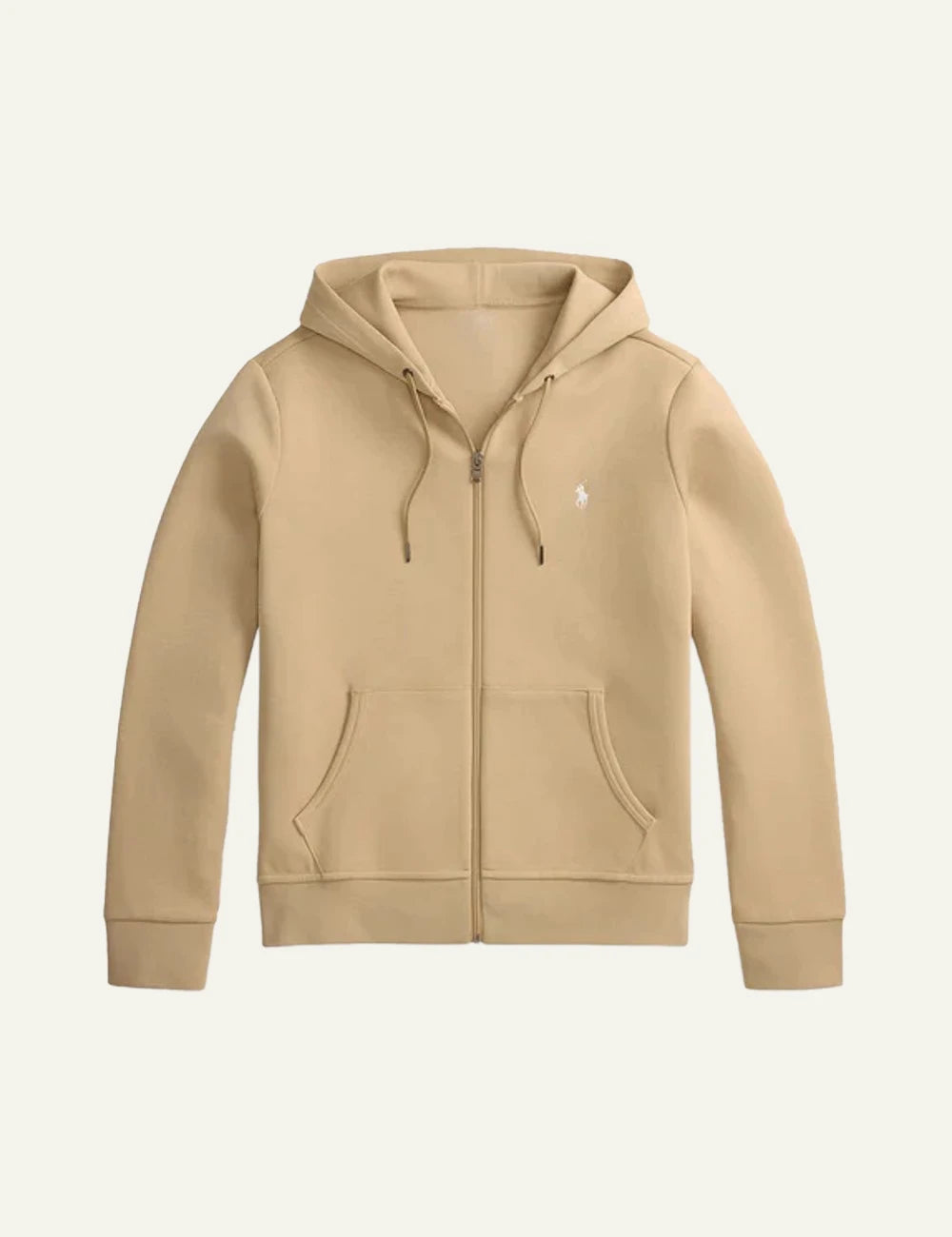 Polo Ralph Lauren beige zip hoodie me white pony logo front view