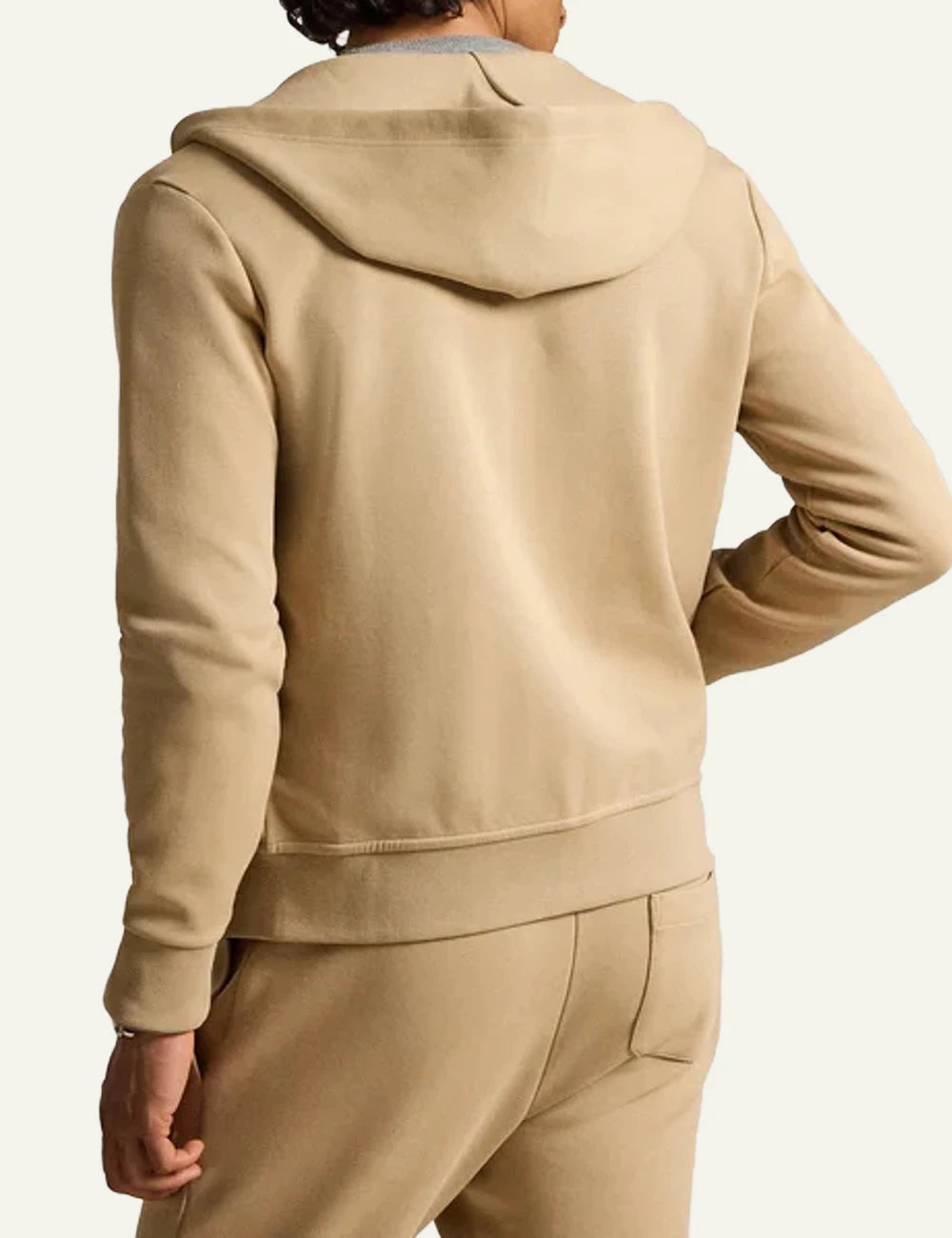 Polo Ralph Lauren beige zip hoodie me white pony logo back view