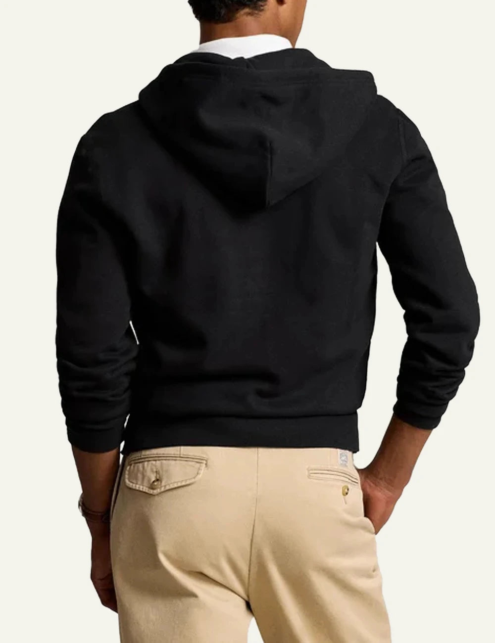 Polo Ralph Lauren black fleece zip hoodie me red pony logo back view