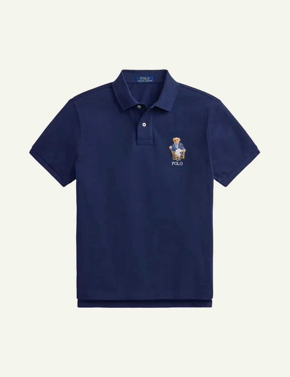 Polo Ralph Lauren navy polo shirt with Polo Bear embroidery front view