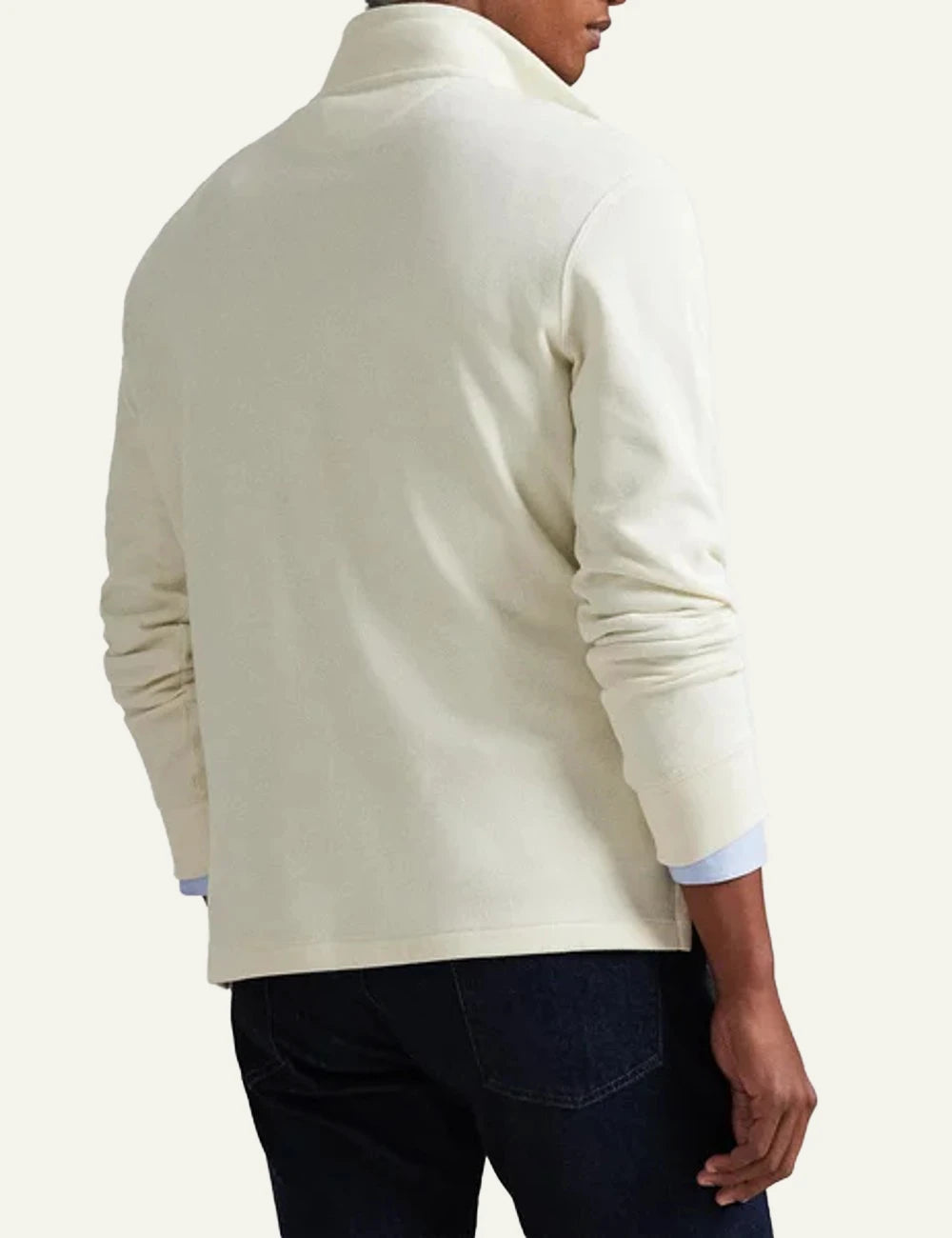 Polo Ralph Lauren ecru half zip cotton sweatshirt back view