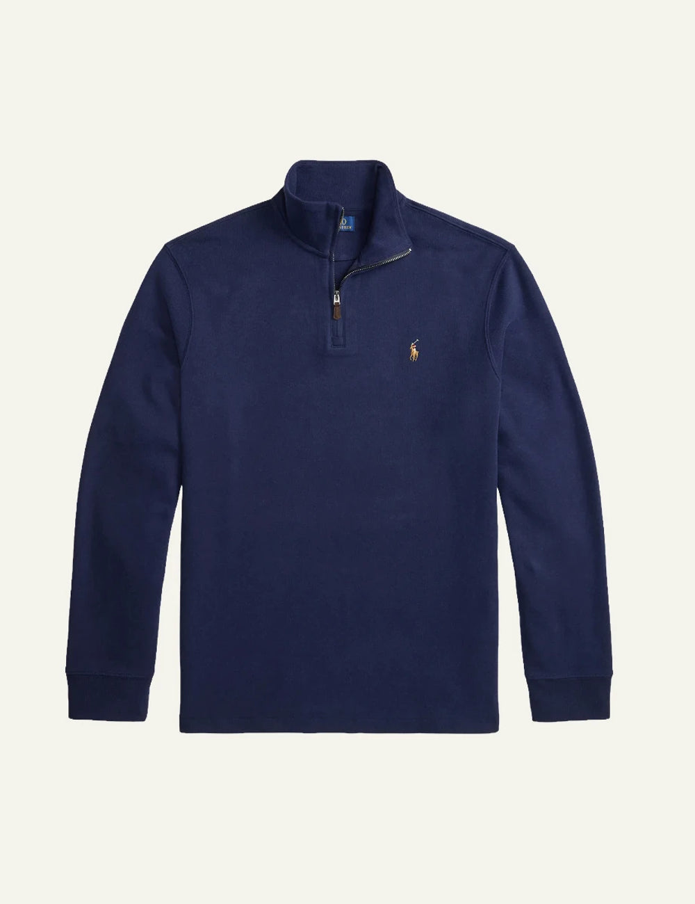 Men's Polo Ralph Lauren dark blue cotton half-zip sweater with embroidered Pony logo