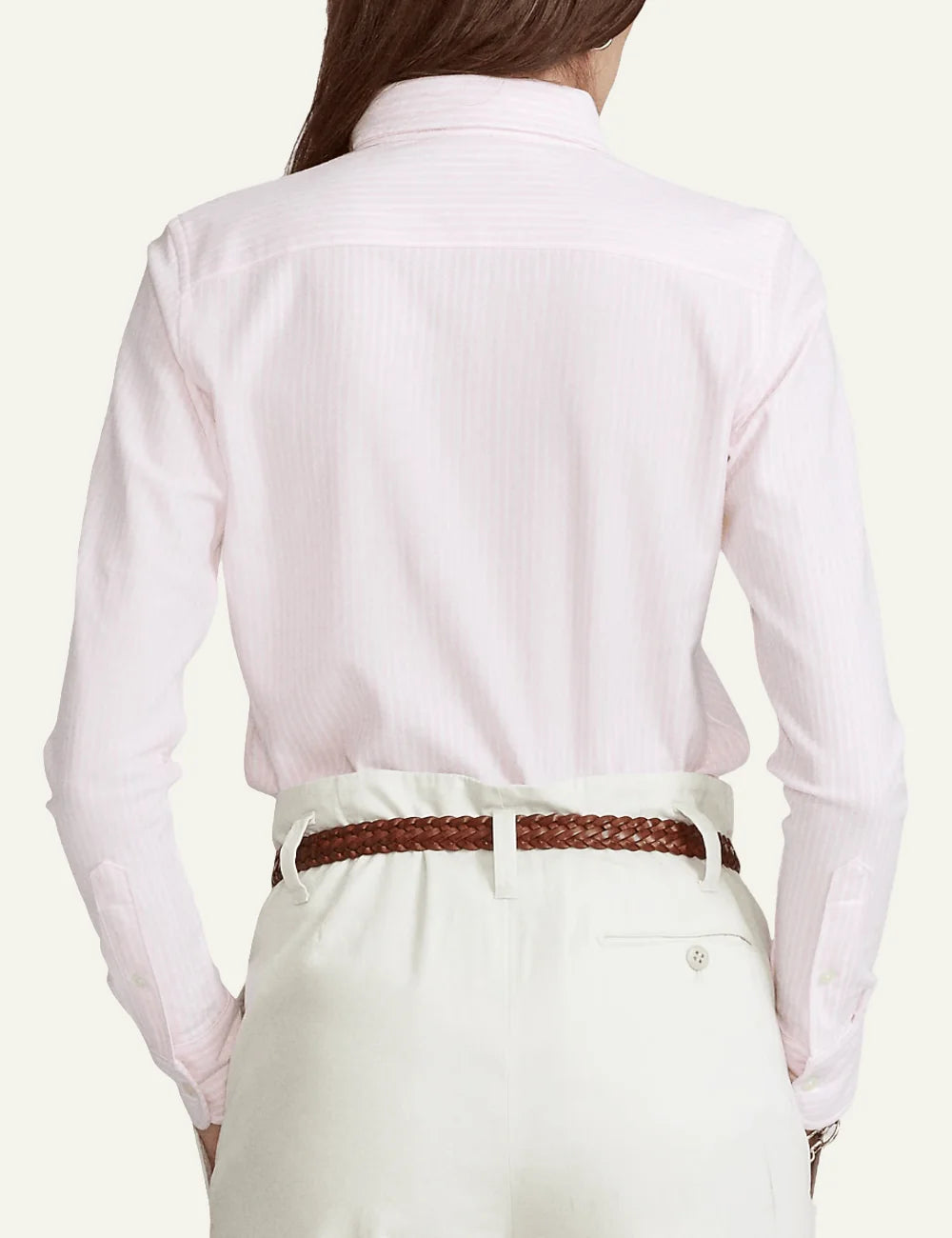 Polo Ralph Lauren women's pink and white striped Oxford shirt back