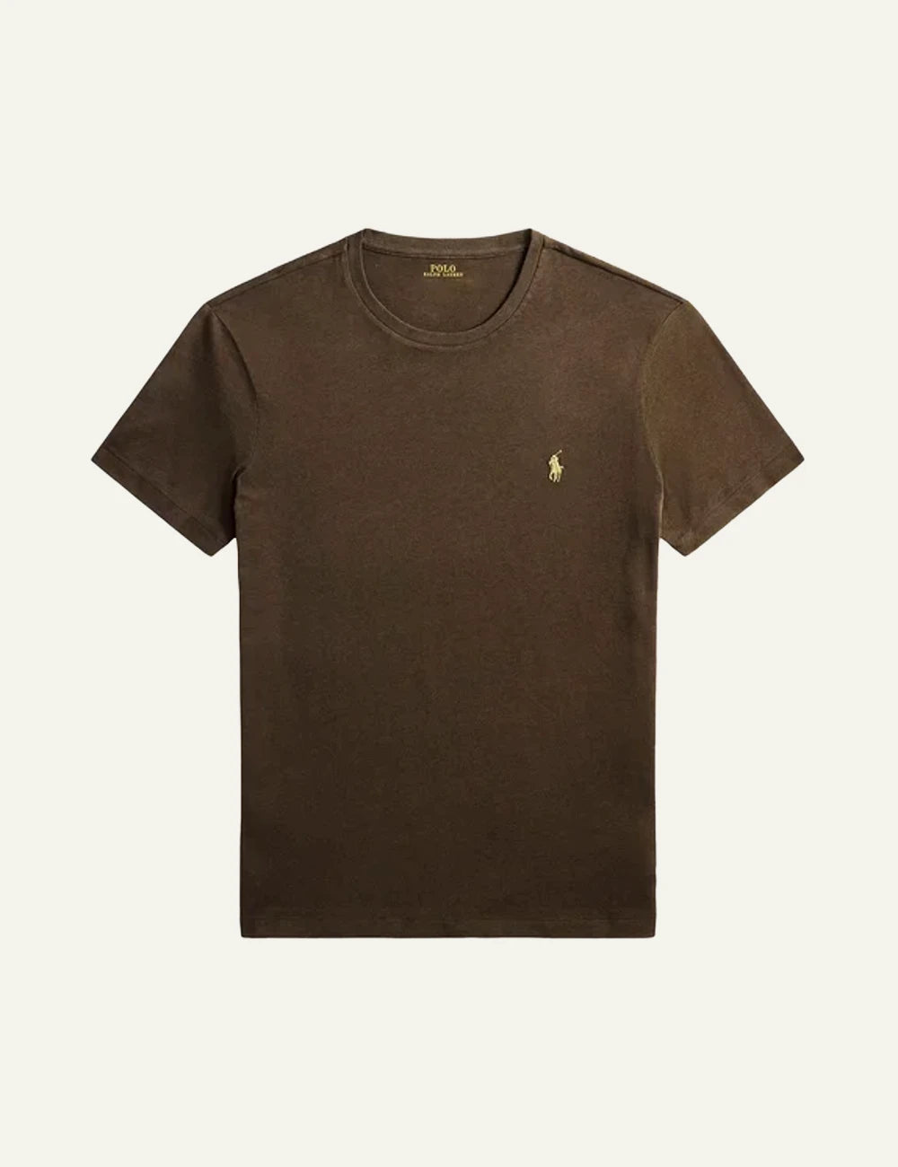 Polo Ralph Lauren brown custom slim fit t-shirt me gold pony front view