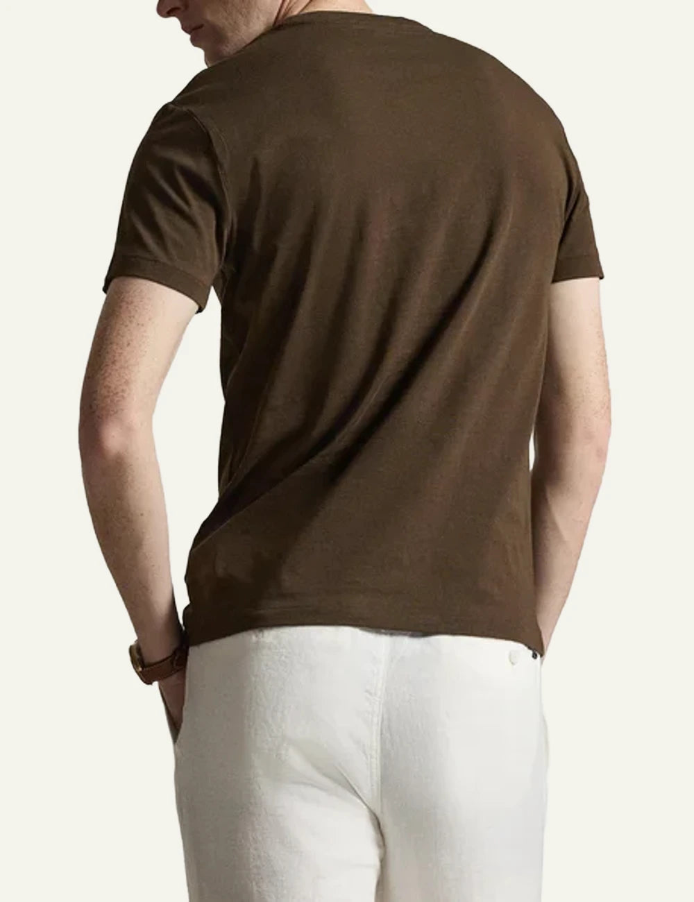 Polo Ralph Lauren brown custom slim fit t-shirt me gold pony back view