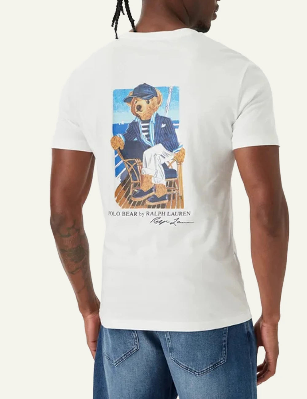 Polo Ralph Lauren white t-shirt with chest pocket sailing logo detail back view