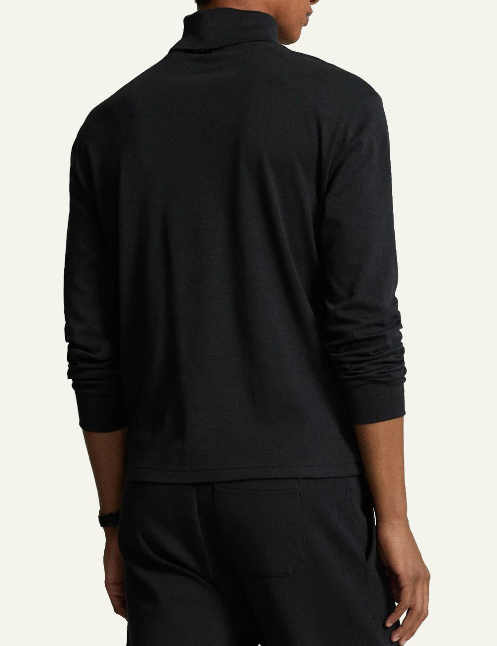 Men's Polo Ralph Lauren black cotton turtleneck with multicoloured embroidered Pony logo back