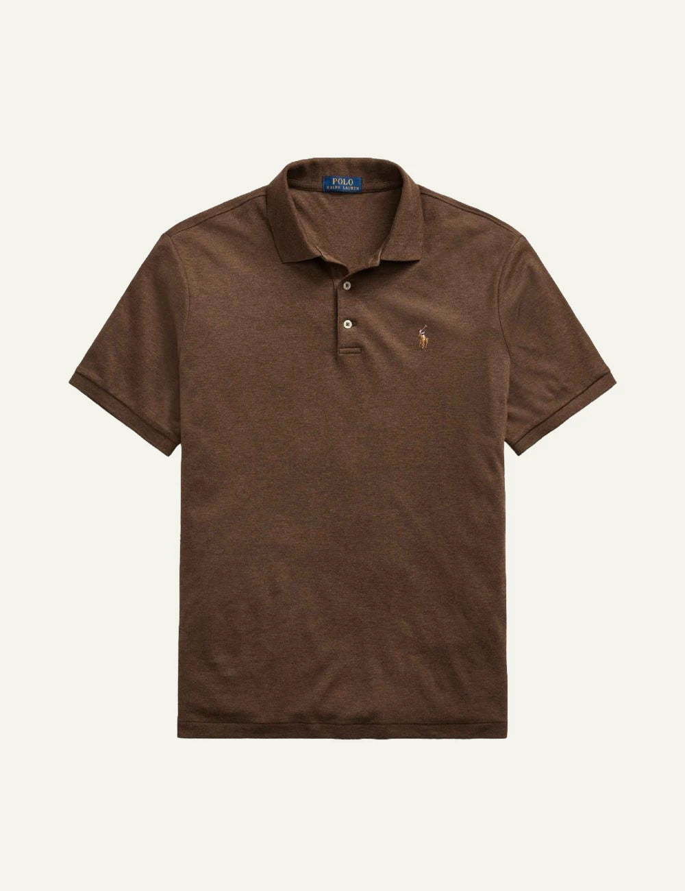 Men's Polo Ralph Lauren brown cotton Custom Slim Fit polo shirt with embroidered Pony logo