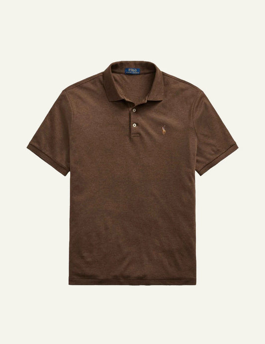 Men's Polo Ralph Lauren brown cotton Custom Slim Fit polo shirt with embroidered Pony logo