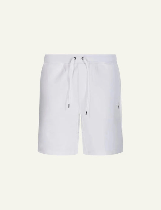 Polo Ralph Lauren double knit sweat shorts white front view logo detail