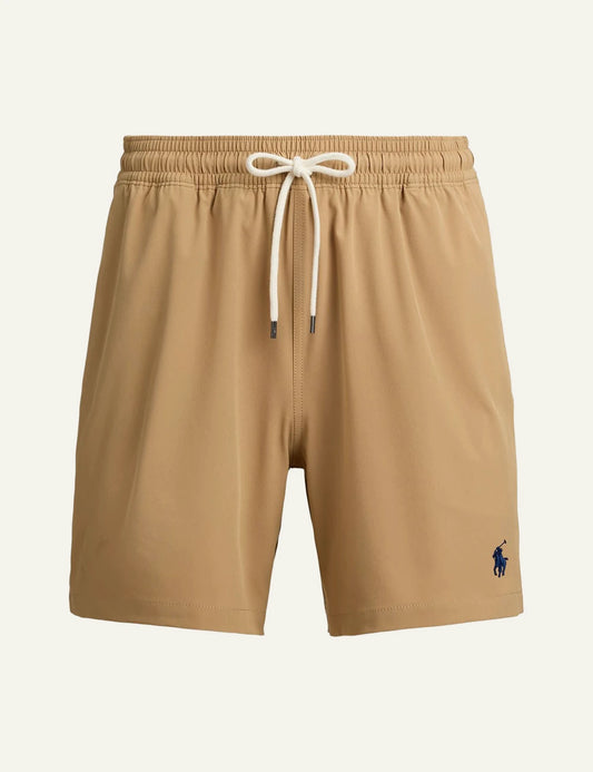 polo ralph lauren beige swim shorts classic fit pony logo front view
