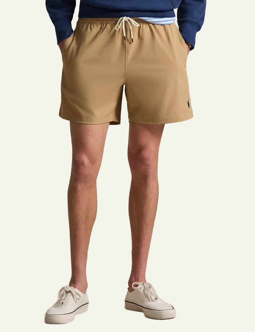 polo ralph lauren beige swim shorts classic fit pony logo front model view