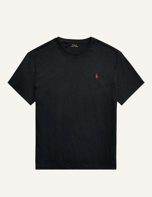 Polo Ralph Lauren black custom slim fit T-shirt me red pony logo front view