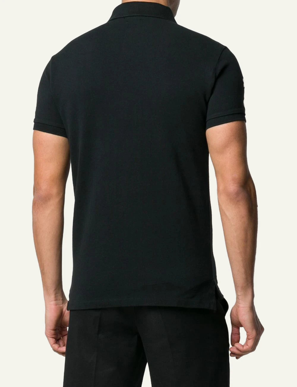 Polo Ralph Lauren black polo shirt with large white Big Pony back model view