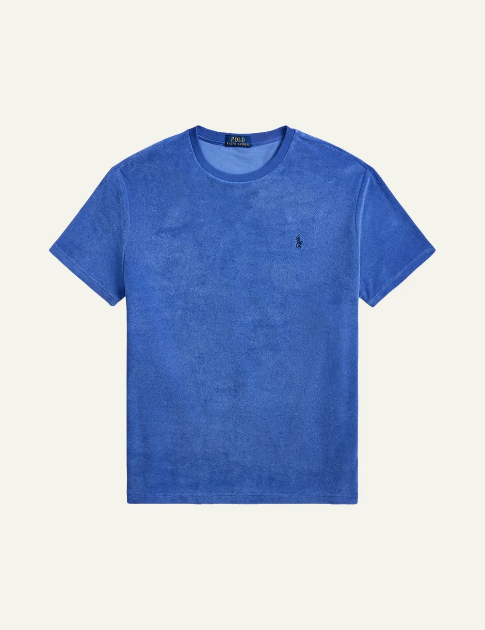 polo ralph lauren blue terry t-shirt pony logo cotton blend classic fit front view