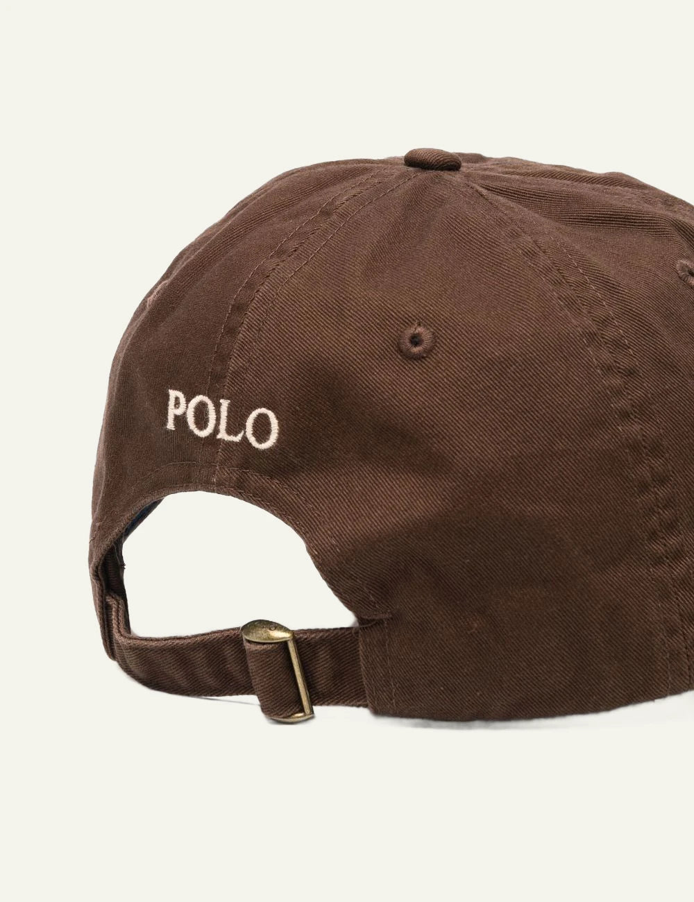 Polo Ralph Lauren brown cap with white Big Pony logo back view