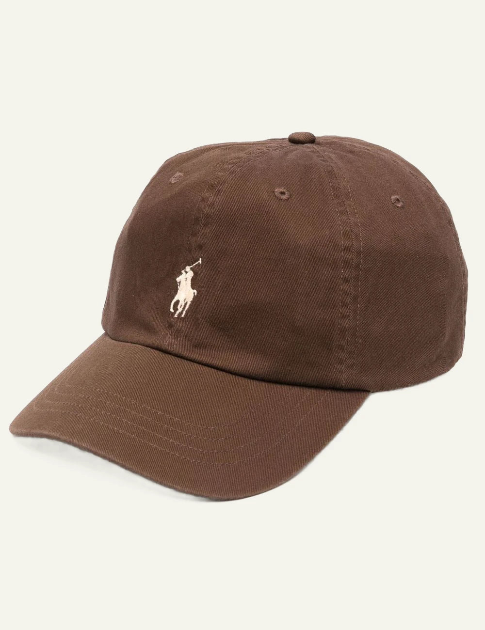 Polo Ralph Lauren brown cap with white Big Pony logo front view