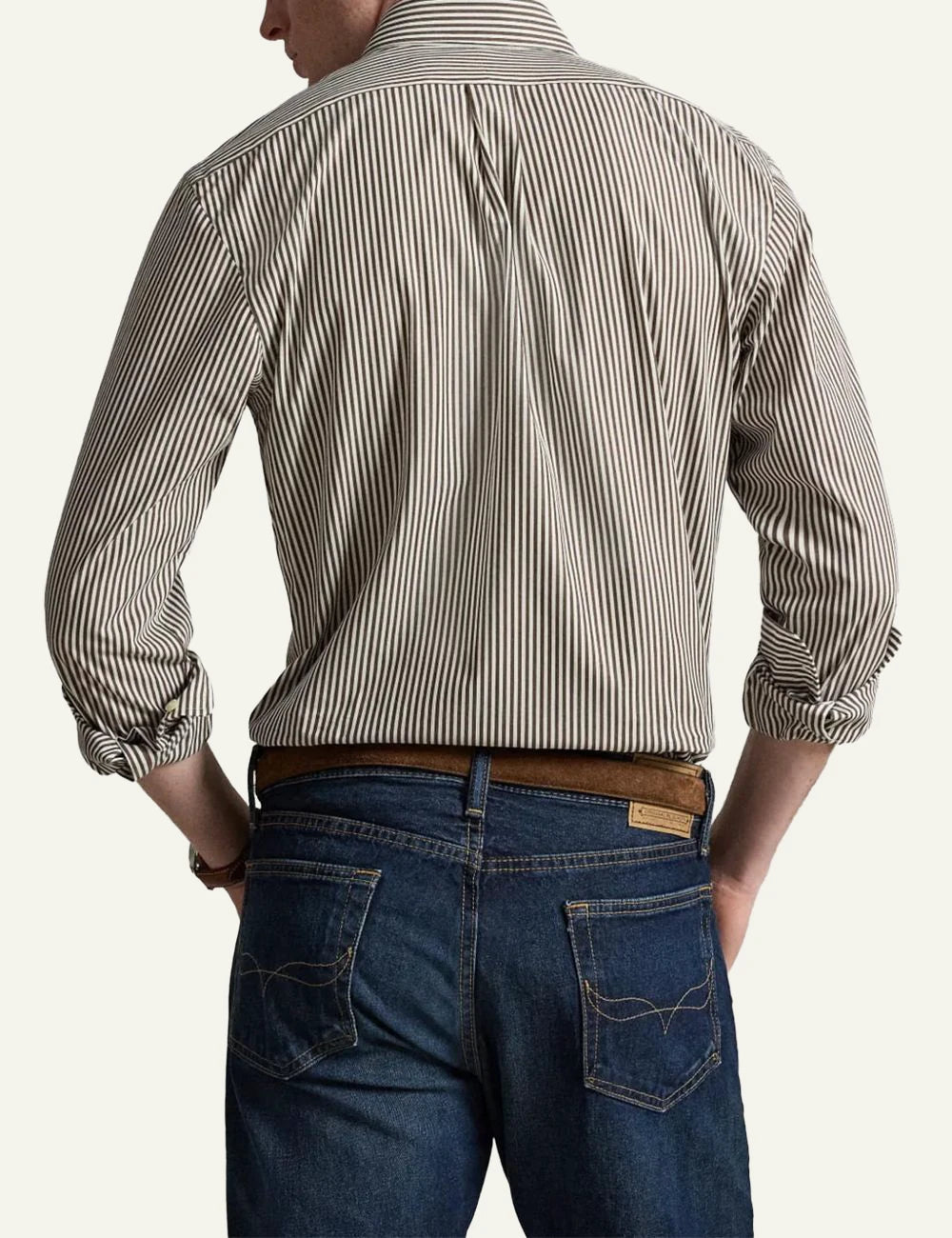 Polo Ralph Lauren brown striped button down shirt back view